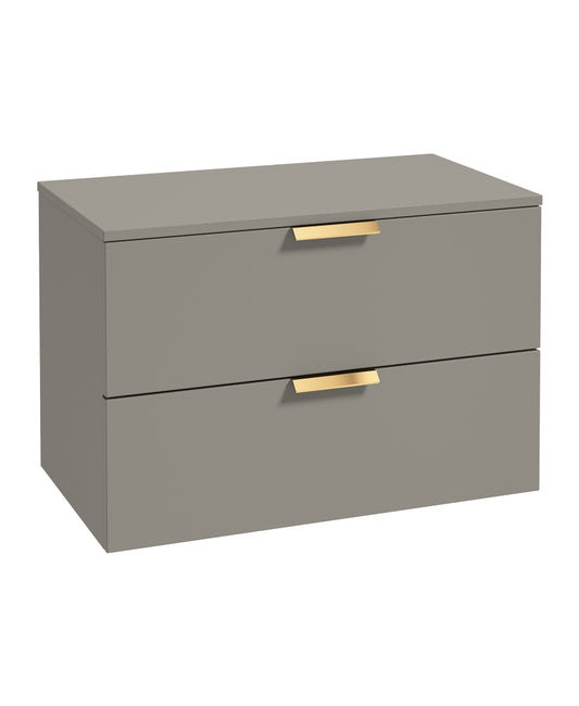 Stockholm 80cm Unit with Counter Top Gold Handle Matt Khaki
