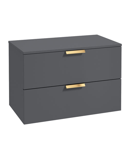 Stockholm 80cm Unit with Counter Top Gold Handle Matt Midnight Grey