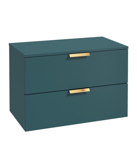 Stockholm 80cm Unit with Counter Top Gold Handle Matt Ocean Blue