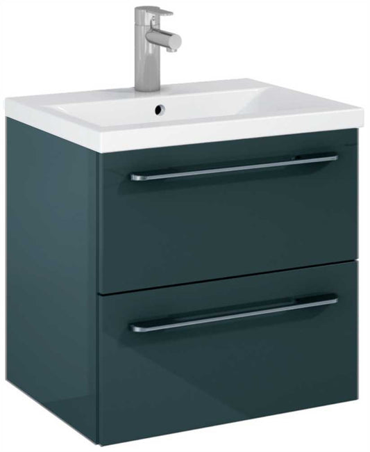 Otto Plus Gloss Grey 50cm 2 Drawer Wall Hung Vanity Unit - D39cm