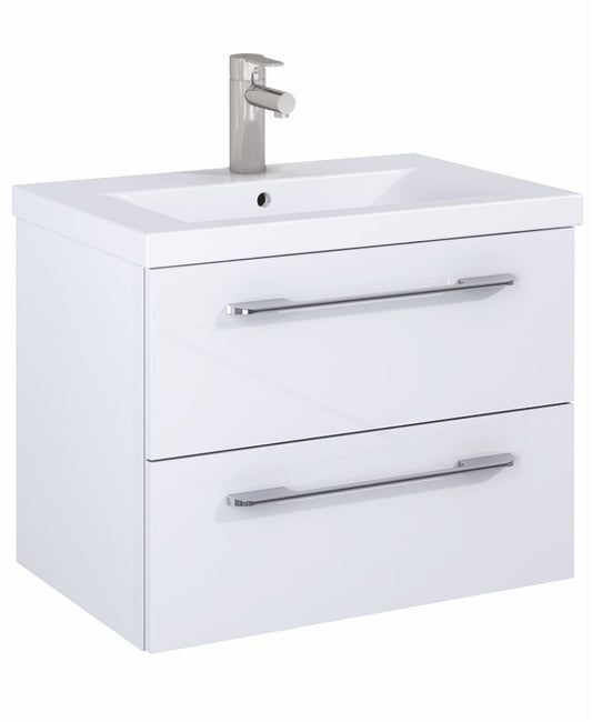 Otto Plus Gloss White 60cm 2 Drawer Wall Hung Vanity Unit - D39cm