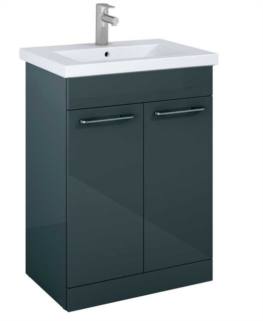 Otto Plus  Gloss Grey 50cm Floor Standing  2 Door Vanity Unit -D39cm