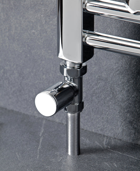 Round Straight Radiator valve Chrome