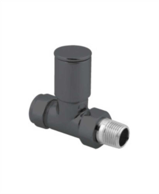 Round Straight Radiator valve Anthracite