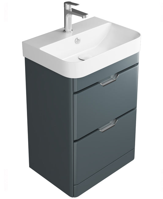 Sott'Aqua Floor Standing 2 Drawer 48cm Dark Grey Unit & Basin