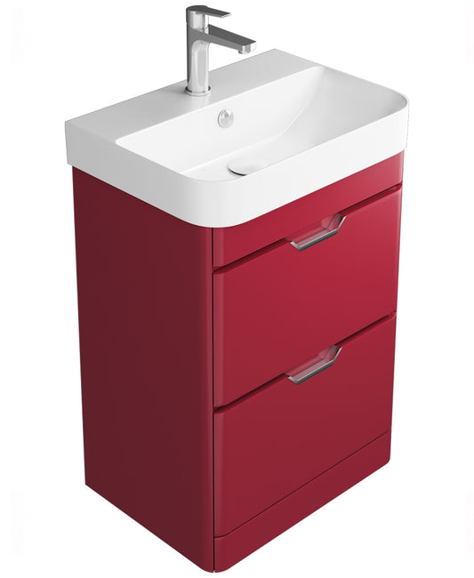 Sott'Aqua Floor Standing 2 Drawer 48cm Red Unit & Basin