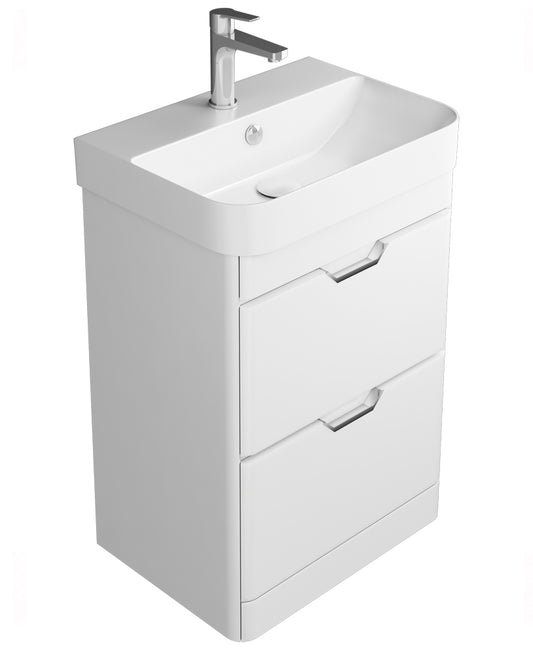 Sott'Aqua Floor Standing 2 Drawer 48cm White Unit & Basin