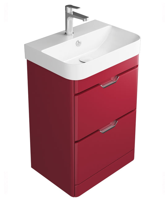 Sott'Aqua Floor Standing 2 Drawer 57cm Red Unit & Basin