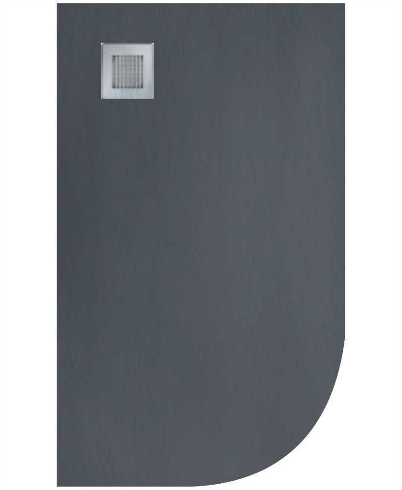 Slate Anthracite 1000x800mm LH Offset Quadrant Shower Tray & Waste