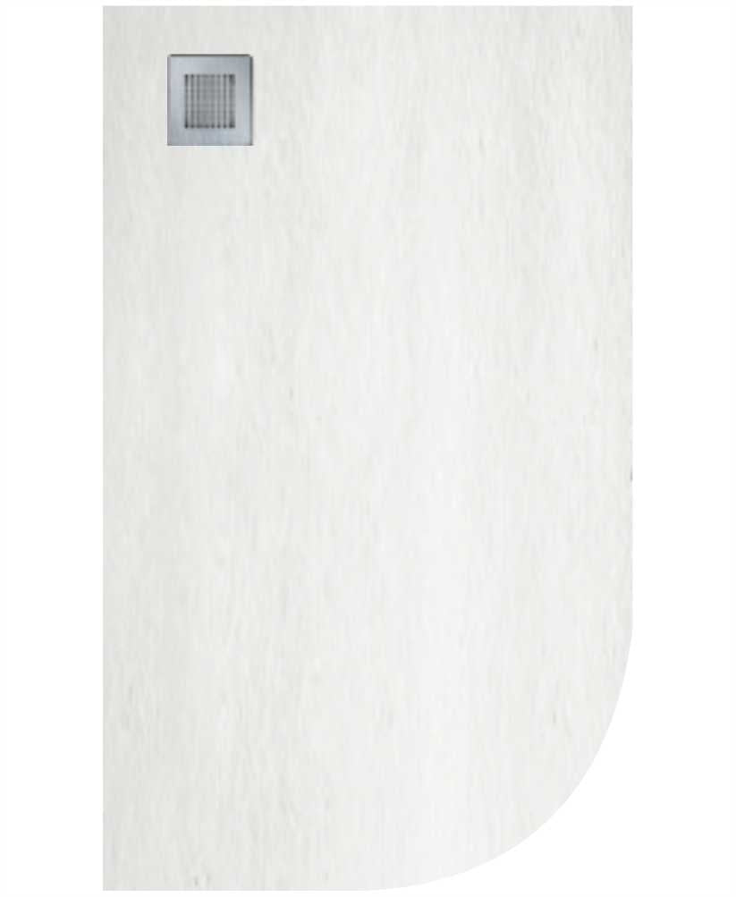 Slate White 1000x800mm LH Offset Quadrant Shower Tray & Waste