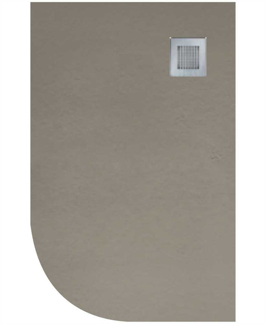 Slate Taupe 1000x800mm RH Offset Quadrant Shower Tray & Waste