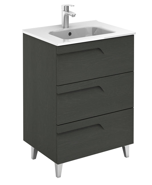 Brava Nature Grey 3 Drawer 60cm Vanity Unit