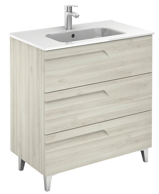 Brava Nature White 3 Drawer 80cm Vanity Unit