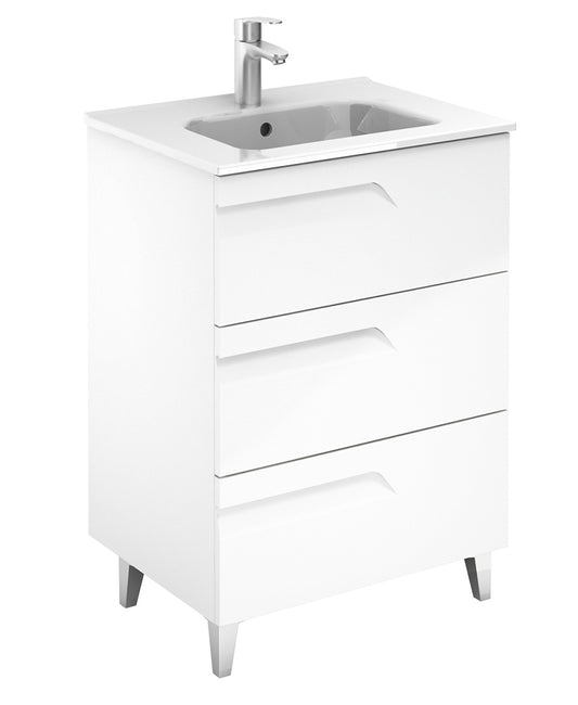 Brava Gloss White 3 Drawer 60cm Vanity Unit