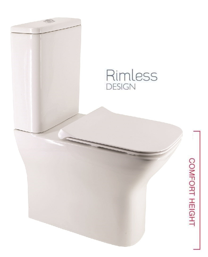 Sophia Rimless Comfort Height Fully Shrouded WC-Slim Soft Close Seat