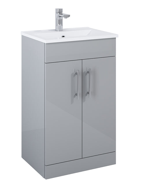 Belmont Square Gloss Light Grey 50cm Vanity Unit