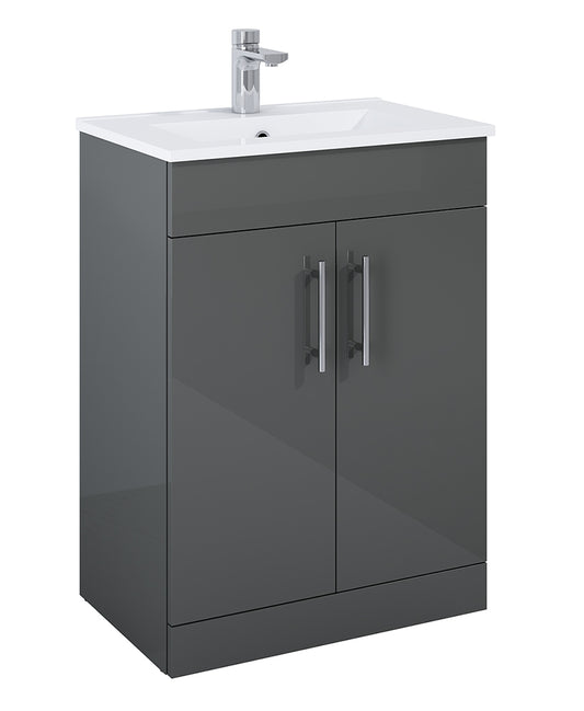 Belmont Square Gloss Grey 60cm Vanity Unit