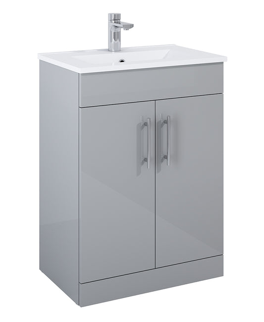 Belmont Square Gloss Light Grey 60cm Vanity Unit