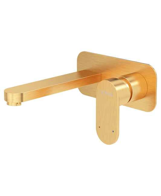 Norfolk Eco Flow Wall Mounted Basin Mixer Brushed Gold