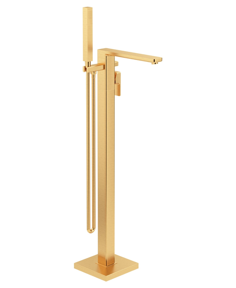 Contour Freestanding Bath Shower Mixer Brushed Gold