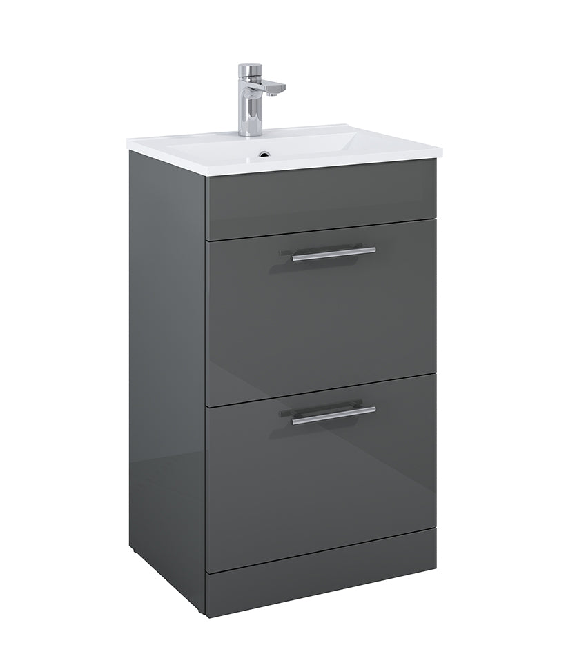 Belmont Square Two Drawer Floor Standing Unit Gloss Grey 50cm