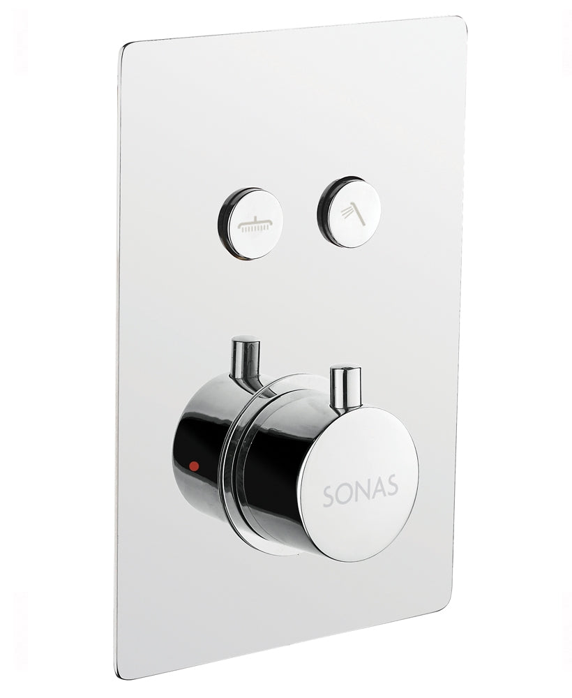Push Thermostatic Concealed Shower Valve - Square Plate
