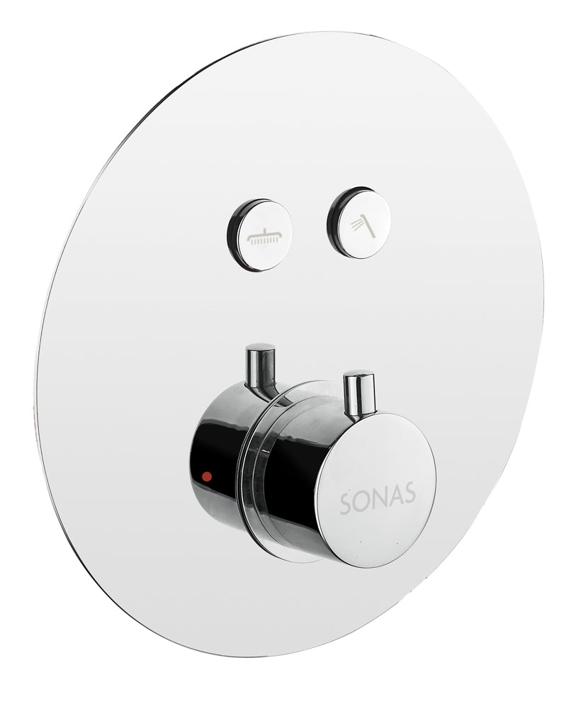 Push Thermostatic Concealed Shower Valve - Round Plate