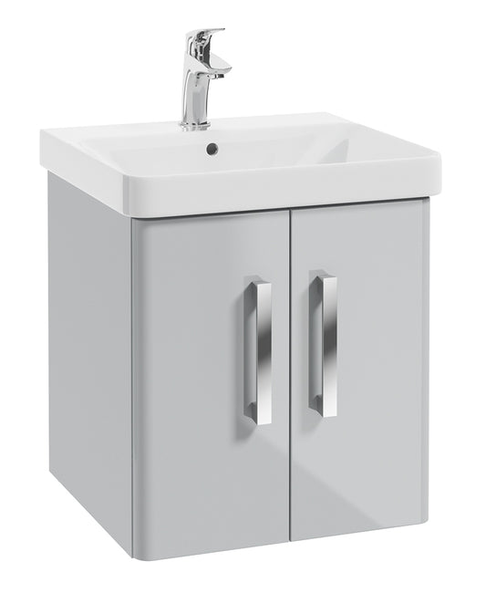 Odeon Cool Grey Gloss 50cm Wall Hung 2 Door Vanity Unit