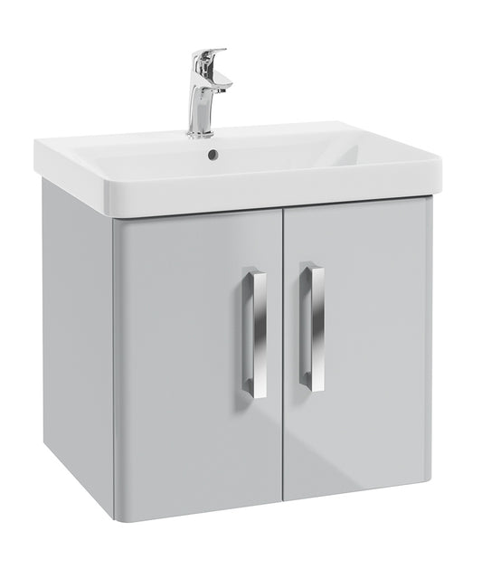 Odeon Cool Grey Gloss 60cm Wall Hung 2 Door Vanity Unit