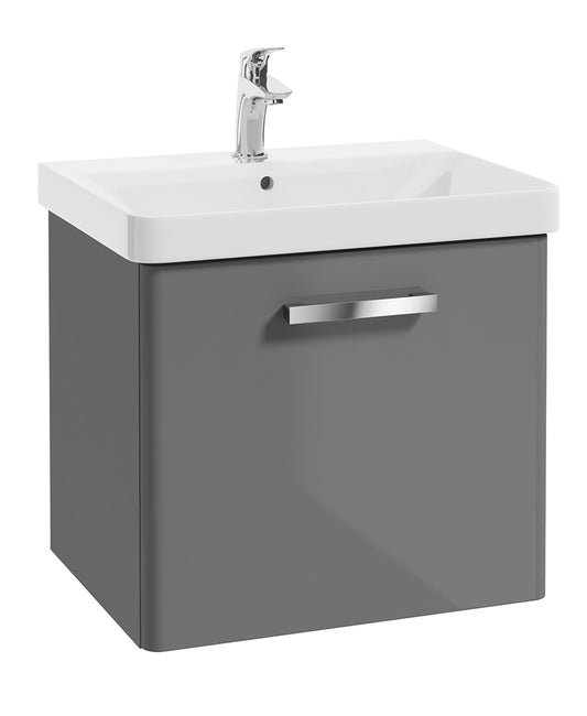 Odeon Steel Grey Gloss 60cm Wall Hung 1 Drawer Vanity Unit
