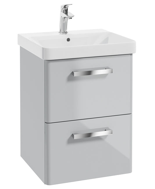 Odeon Cool Grey Gloss 50cm Wall Hung 2 Drawer Vanity Unit