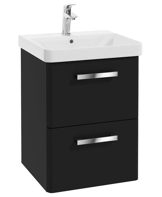Odeon Black Matt 50cm Wall Hung 2 Drawer Vanity Unit