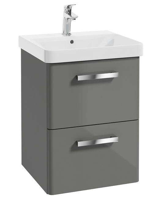 Odeon Steel Grey Gloss 50cm Wall Hung 2 Drawer Vanity Unit