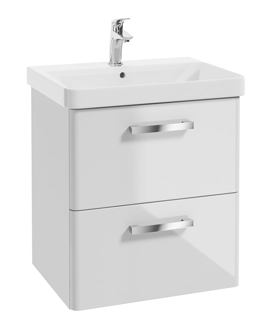 Odeon White Gloss 60cm Wall Hung 2 Drawer Vanity Unit